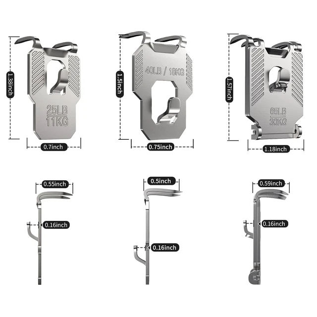 Alt view image 2 of 7 - 25 40 65 LB Picture Hangers Claw for Drywall Heavy Duty No Damage 25 Picture Hanging Hooks Tool Free Sawtooth Wire Ring Kit Wall Hanger for Room Office Mirror Photo Poster Frame Decor