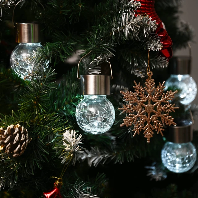 Alt view image 2 of 7 - Solar Lights Outdoor Garden Decor Hanging Lantern for Outside 16Pc Cold White, Waterproof, Solar Powered, Decorative, Crackle Glass, Christmas Decoration, Garden&Tree Decor, Gifts for Women