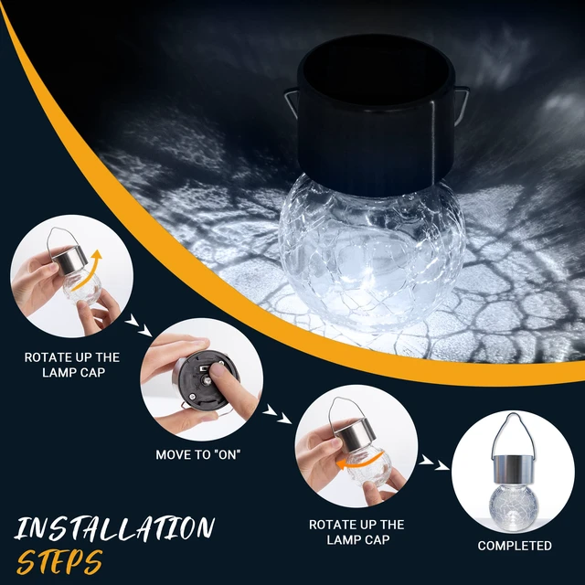 Alt view image 3 of 7 - Solar Lights Outdoor Garden Decor Hanging Lantern for Outside 16Pc Cold White, Waterproof, Solar Powered, Decorative, Crackle Glass, Christmas Decoration, Garden&Tree Decor, Gifts for Women