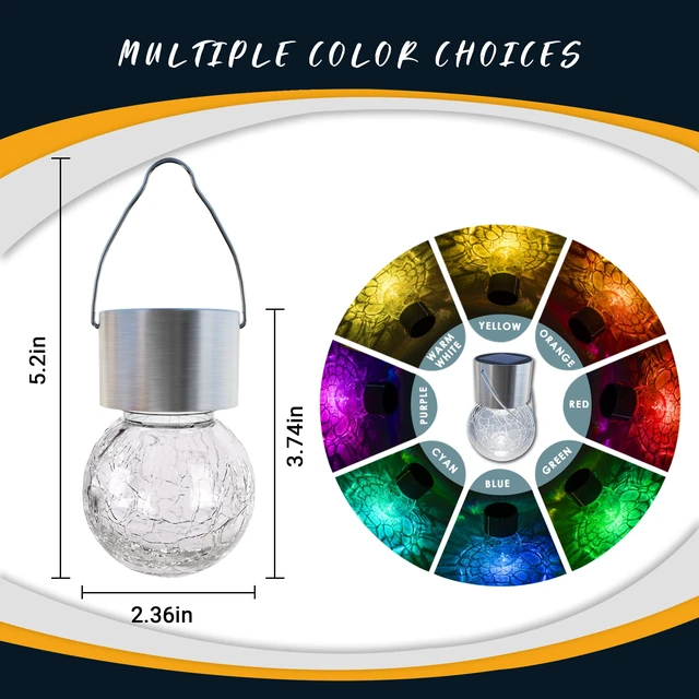 Alt view image 5 of 7 - Solar Lights Outdoor Garden Decor Hanging Lantern for Outside 16Pc Cold White, Waterproof, Solar Powered, Decorative, Crackle Glass, Christmas Decoration, Garden&Tree Decor, Gifts for Women