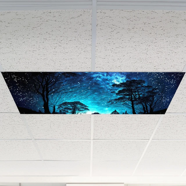 Alt view image 4 of 6 - 6 Pcs Fluorescent Light Covers Ceiling Lights, 48 Magnets,Night Decorative Magnetic Light Filters for Classroom Office Kitchen Decoration