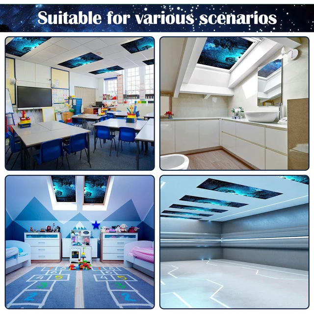 Alt view image 6 of 6 - 6 Pcs Fluorescent Light Covers Ceiling Lights, 48 Magnets,Night Decorative Magnetic Light Filters for Classroom Office Kitchen Decoration