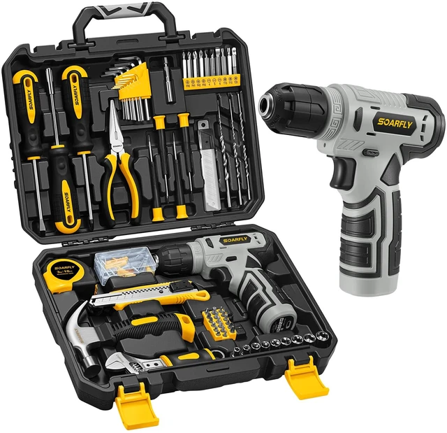 Main image of 157-Piece Tool Set, 8V Cordless Drill Set, Hand Tool Kit for Men and Women Rechargeable Drill Kit with LED Light and Storage Case, Household Hand ToolBox for DIY Improvement, Maintenance and Repairs