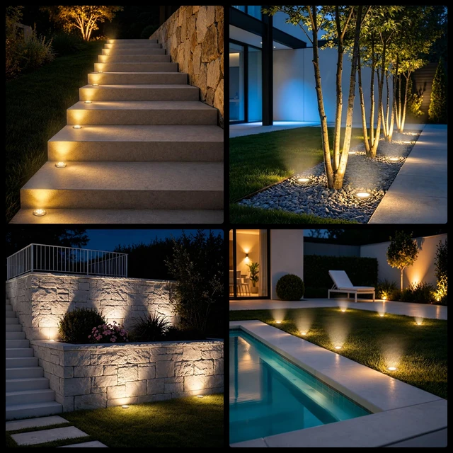 Alt view image 7 of 7 - 4.6inch Solar Ground Lights, Garden Solar Outdoor Waterproof Pathway Bright In-Ground Landscape Lights for Patio, Lawn, Yard, Driveway, Step and Walkway(Warm Light 10Packs)