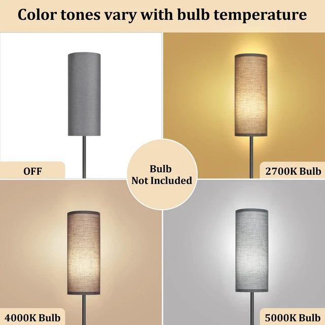 Alt view image 6 of 7 - Floor Lamp for Living Room, Modern Standing Lamps with Lampshade, Minimalist Tall Lamp with Foot Switch for Living Room, Bedroom, Kids Room, Office(Bulb Not Included)