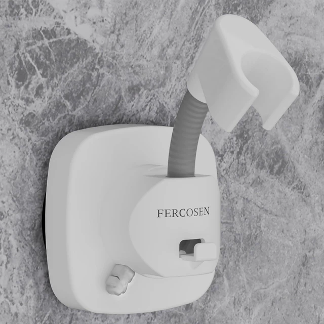 Main image of Shower Head Holder with Suction | 360° Swivel | White Tool-free install in seconds, 360° swivel head, 10kg built-in storage hook, removable, rust-resistant, strong suction grip
