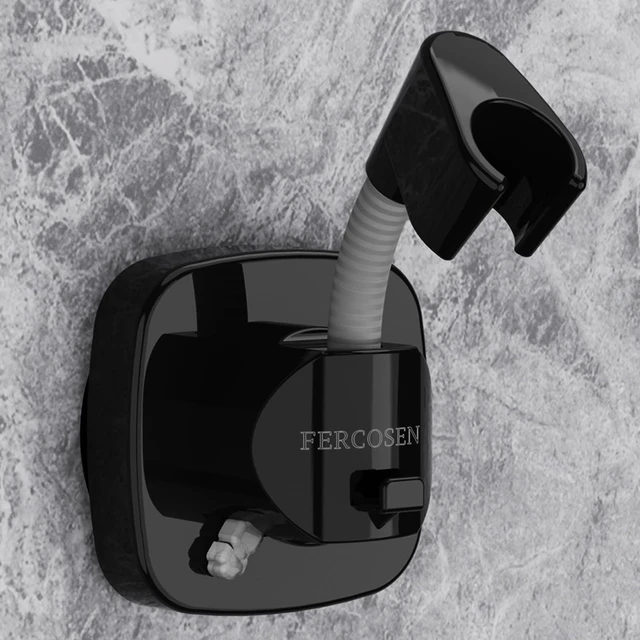 Main image of Shower Head Holder with Suction | 360° Swivel | Black Tool-free install in seconds, 360° swivel head, 10kg built-in storage hook, removable, rust-resistant, strong suction grip