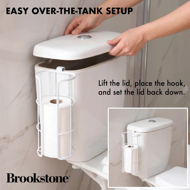 Alt view image 2 of 6 - Over the Toilet Paper Holder Reserve - Toilet Paper Holder with Storage, Bathroom Toilet Paper Organizer, Metal Toilet Paper Roll Holder Fits Any Size Rolls - Matte White