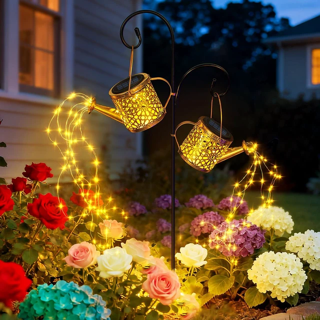 Main image of 2 Pack Solar Watering Can, Metal Solar Lights Outdoor Waterproof, Hanging Lantern Decoration for Yard Outside Patio Lawn, Gardening Gifts for Women Mom Grandma