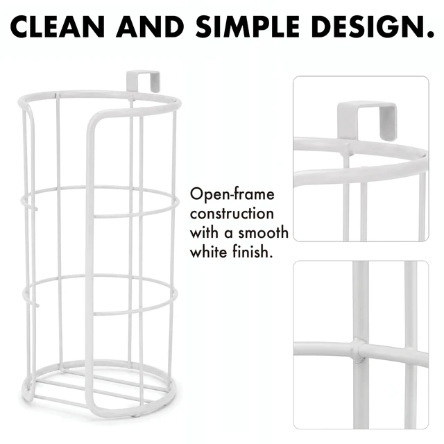 Alt view image 5 of 6 - Over the Toilet Paper Holder Reserve - Toilet Paper Holder with Storage, Bathroom Toilet Paper Organizer, Metal Toilet Paper Roll Holder Fits Any Size Rolls - Matte White