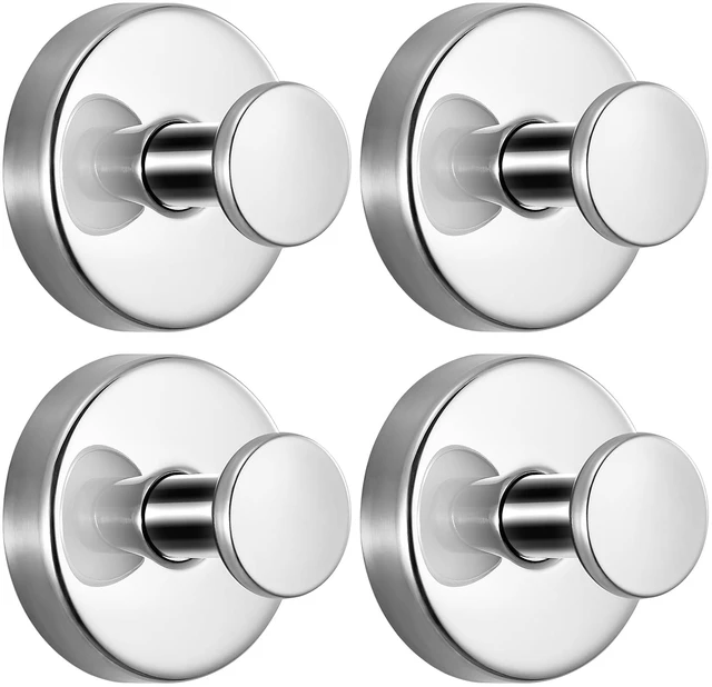 Main image of Suction Cup Hooks for Shower No-Drill Bathroom Hooks for Towels, Robes, Loofah Mountable on Bathroom Walls, Kitchen, Glass, Mirrors,Tile,Smooth Non-Porous Surfaces,Removable,4pcs,Chrome Polished