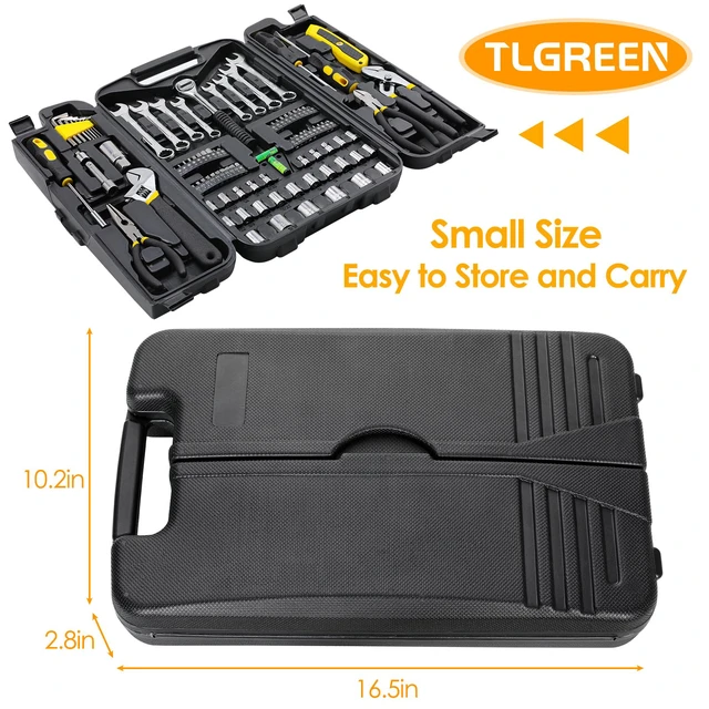 Alt view image 2 of 6 - 95-Piece Mechanic Tool Set with Storage Case, Yellow Car Tool Kit And Wrench Tool Set with Pliers, Sockets And Bits; Organized Case for Household Maintenance And Garage Repairs
