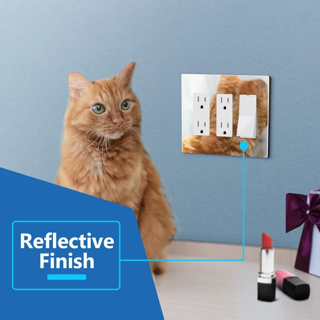 Alt view image 3 of 7 - Triple Decorator Wall Plate, Impact Resistant, Mirror Glass Silver Reflective, Plexiglass, Screwless, Mid-Size, Tough And Heat Resistant, Easy Installation, Modern And Sophisticated