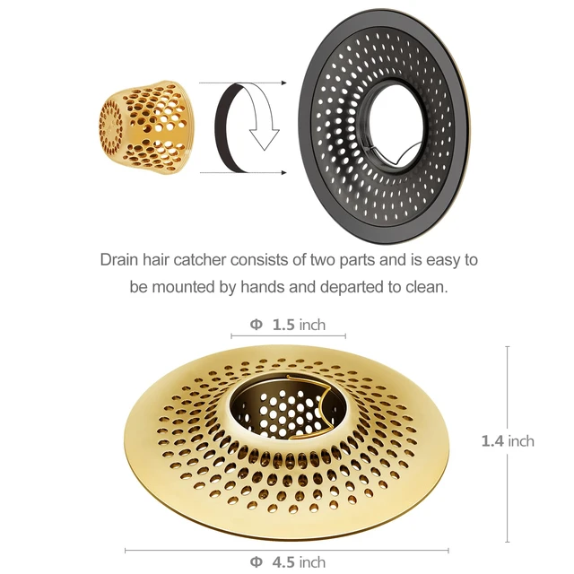 Alt view image 3 of 6 - LKEYE Shower Drain Hair Catcher/Bathroom Drain Cover/Bathtub Drain Strainer/Shower Stall Drain Protector(Bronze)
