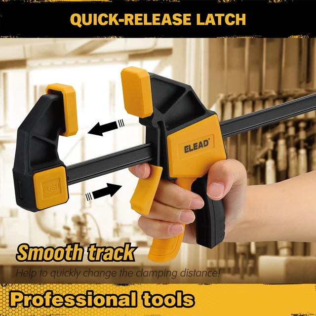 Alt view image 7 of 7 - 8-Piece Bar Clamps for Woodworking - 4 Pcs 12 inch Bar Clamps with 150 LBS Load Limit, 4 Pcs Heavy Duty Metal Spring Clamps, Quick Release Triggers