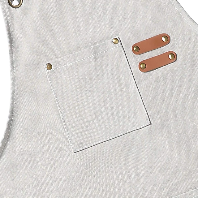Alt view image 4 of 7 - Chef Aprons for Men Women with Oversized Pockets, 16-Ounce Cotton Canvas Cross Back Heavy Duty Work Apron (Beige)