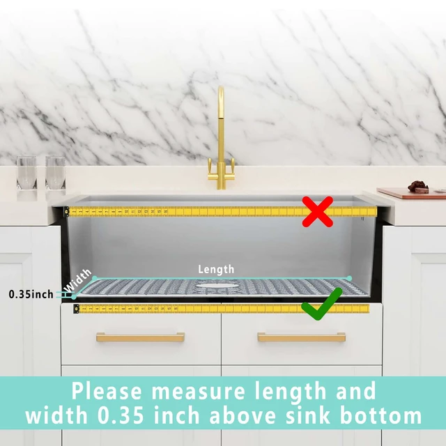 Alt view image 3 of 7 - Sink Protectors for Kitchen Sink, Kitchen Sink Protector Mat - 28.4"x15.2" Heat-Resistant Silicone Folding Non-Slip Mat for Stainless Steel Sink with Rear Drain (Grey)