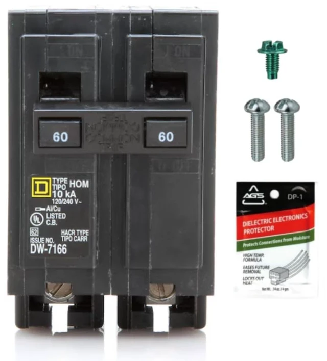 Main image of Genuine Square D HOM260 60 Amp Double Pole Circuit Breaker Kit Plug-On Replacement for Homeline Load Center Panel Box, UL Listed, 60A, 120/240V, 10kAIC, 60Amp, 2 Pole HOM Breaker, 1 Pack