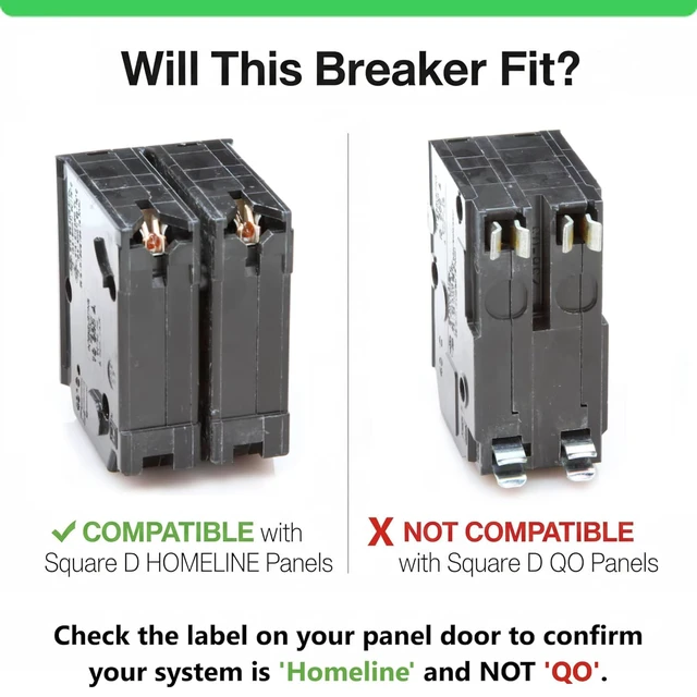 Alt view image 4 of 7 - Genuine Square D HOM260 60 Amp Double Pole Circuit Breaker Kit Plug-On Replacement for Homeline Load Center Panel Box, UL Listed, 60A, 120/240V, 10kAIC, 60Amp, 2 Pole HOM Breaker, 1 Pack