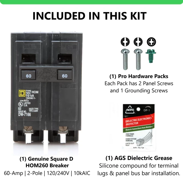 Alt view image 5 of 7 - Genuine Square D HOM260 60 Amp Double Pole Circuit Breaker Kit Plug-On Replacement for Homeline Load Center Panel Box, UL Listed, 60A, 120/240V, 10kAIC, 60Amp, 2 Pole HOM Breaker, 1 Pack