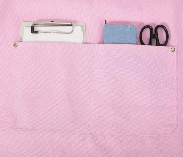 Alt view image 6 of 6 - Chef Aprons for Men Women with Oversized Pockets, 16-Ounce Cotton Canvas Cross Back Heavy Duty Work Apron (Light Pink)
