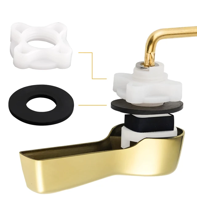 Alt view image 7 of 7 - Universal Metal Side Mount Toilet Handle Kit, Shiny Gold Solid Brass Toilet Flush Tank Lever with Stainless Steel Adjustable Flapper Chains, Side Tank Toilet Handle for Most Toilets