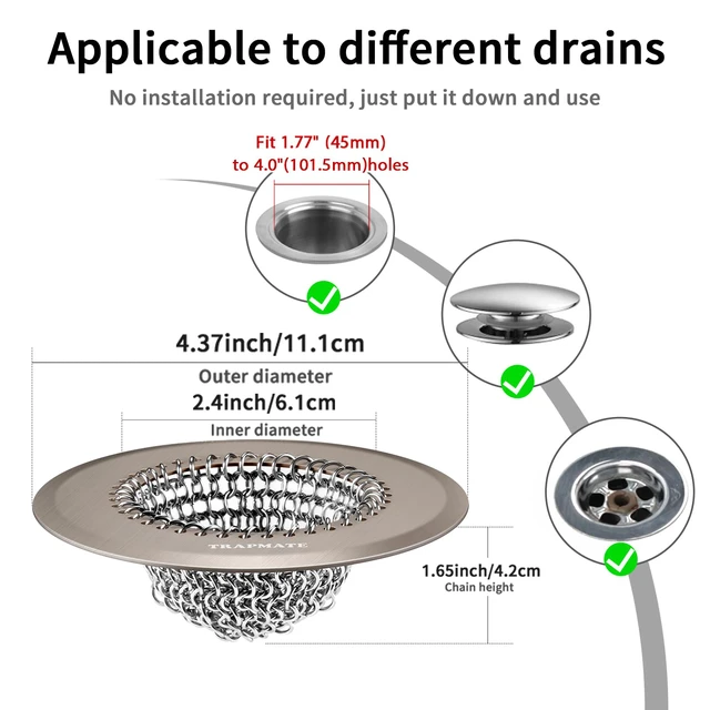 Alt view image 2 of 6 - Reversible Shower Drain Hair Catcher, Prevent Clogging Bathtub Drain Cover, Fast Drainage & Easy Clean Tub Drain Hair Catcher for Regular & Pop-up Drain (Brown)