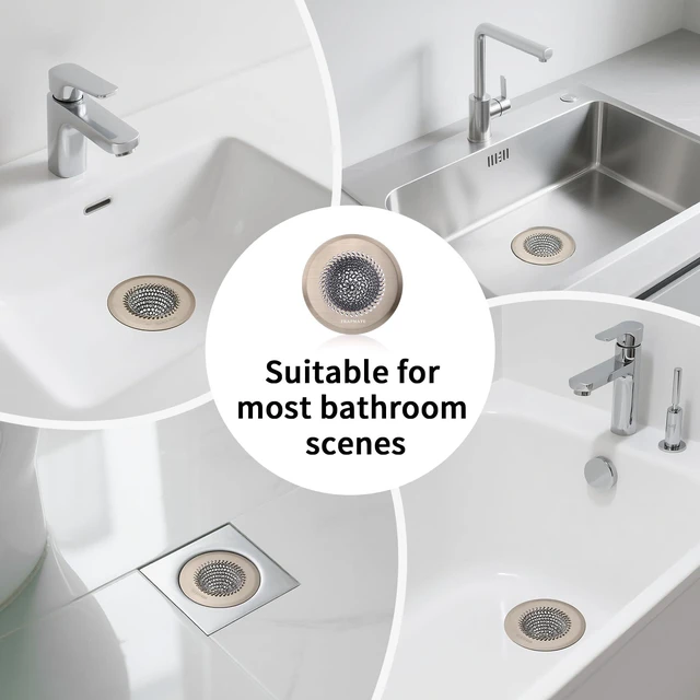 Alt view image 6 of 6 - Reversible Shower Drain Hair Catcher, Prevent Clogging Bathtub Drain Cover, Fast Drainage & Easy Clean Tub Drain Hair Catcher for Regular & Pop-up Drain (Brown)