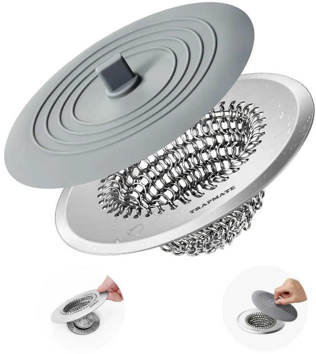 Main image of Shower Drain Cover Bathtub Stopper, 4.4" Hair Catcher for Bath, Tub & Sink Revolutionary Tub Drain Protector & Silicone Drain Stopper, Fast Drainage without Clogs, Store Water with Strong Suction Seal