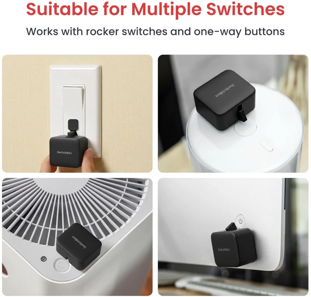Alt view image 5 of 7 - Rechargeable Smart Switch Button Pusher (Bluetooth) Fingerbot for Rocker/One-Way Buttons, App Timer Control, No Wiring, Optional Hub for Voice/Remote, Black