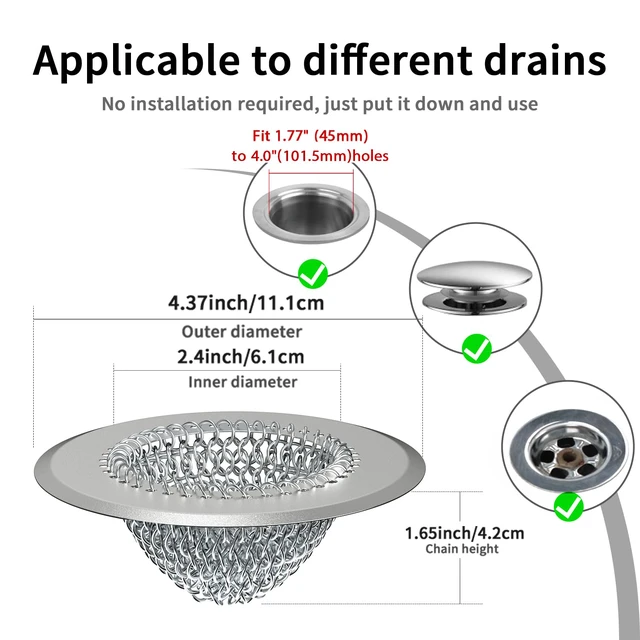Alt view image 2 of 6 - Hair Catcher Shower Drain, Prevent Clogging Bathtub Drain Hair Catcher, Easy Clean 304 Stainless Steel Shower Drain Cover Protector for Bathroom Regular & Pop-up Drain (Light Gray)