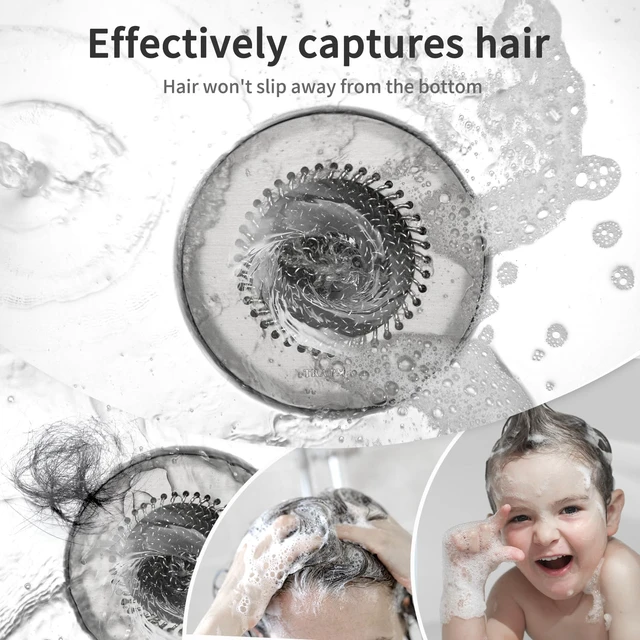 Alt view image 3 of 6 - Hair Catcher Shower Drain, Prevent Clogging Bathtub Drain Hair Catcher, Easy Clean 304 Stainless Steel Shower Drain Cover Protector for Bathroom Regular & Pop-up Drain (Light Gray)