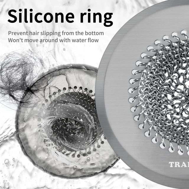 Alt view image 4 of 6 - Hair Catcher Shower Drain, Prevent Clogging Bathtub Drain Hair Catcher, Easy Clean 304 Stainless Steel Shower Drain Cover Protector for Bathroom Regular & Pop-up Drain (Light Gray)