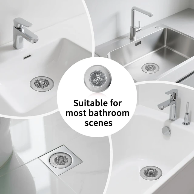 Alt view image 5 of 6 - Hair Catcher Shower Drain, Prevent Clogging Bathtub Drain Hair Catcher, Easy Clean 304 Stainless Steel Shower Drain Cover Protector for Bathroom Regular & Pop-up Drain (Light Gray)