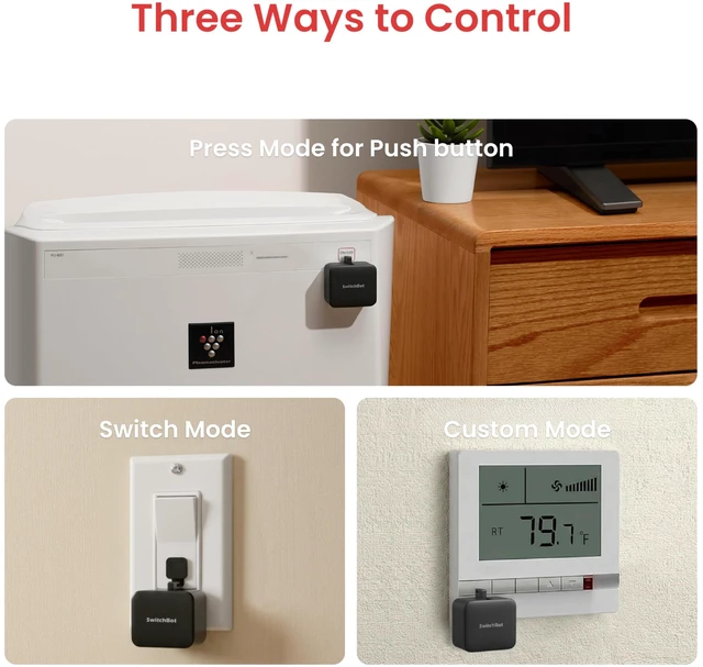 Alt view image 7 of 7 - Rechargeable Smart Switch Button Pusher (Bluetooth) Fingerbot for Rocker/One-Way Buttons, App Timer Control, No Wiring, Optional Hub for Voice/Remote, Black