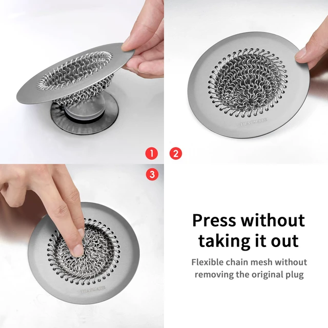Alt view image 6 of 6 - Hair Catcher Shower Drain, Prevent Clogging Bathtub Drain Hair Catcher, Easy Clean 304 Stainless Steel Shower Drain Cover Protector for Bathroom Regular & Pop-up Drain (Light Gray)