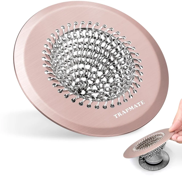 Main image of Shower Drain Hair Catcher, Fast Drainage Bathtub Drain Hair Catcher, Easy Clean Hair Catcher Shower Drain, Upgraded 304 Stainless Steel Shower Drain Cover For Shower Regular & Pop-up Drain (Rose Gold)