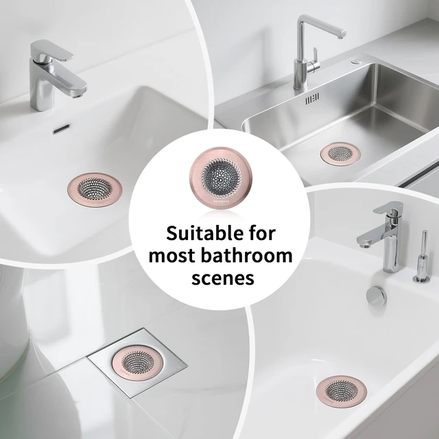 Alt view image 5 of 6 - Shower Drain Hair Catcher, Fast Drainage Bathtub Drain Hair Catcher, Easy Clean Hair Catcher Shower Drain, Upgraded 304 Stainless Steel Shower Drain Cover For Shower Regular & Pop-up Drain (Rose Gold)