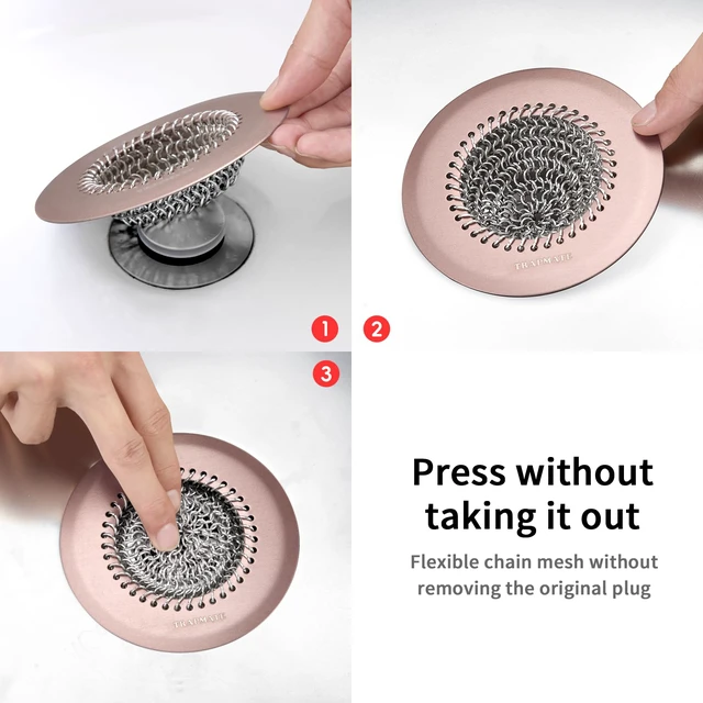 Alt view image 6 of 6 - Shower Drain Hair Catcher, Fast Drainage Bathtub Drain Hair Catcher, Easy Clean Hair Catcher Shower Drain, Upgraded 304 Stainless Steel Shower Drain Cover For Shower Regular & Pop-up Drain (Rose Gold)