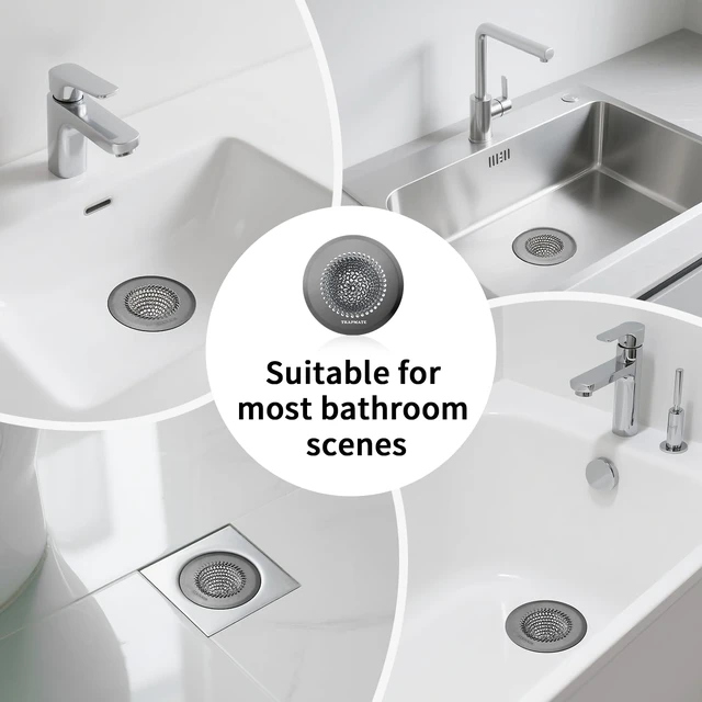Alt view image 6 of 6 - Shower Hair Drain Catcher, Easy Clean Bathtub Drain Hair Catcher, Fast Drainage Tub Drain Protector, Stainless Steel Shower Drain Cover for US Standard Regular & Pop-up Drain Screen (Black)