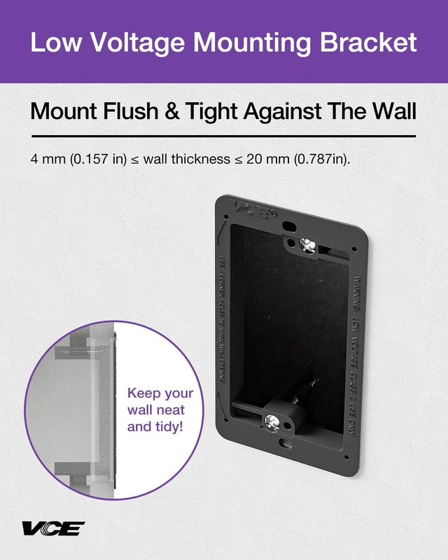 Alt view image 2 of 6 - Low Voltage Mounting Bracket Single Gang Wall Plate, Flush Low Voltage Box for Network, HDMI, Coaxial, Speaker, Telephone Cables, Black, 15 Pack