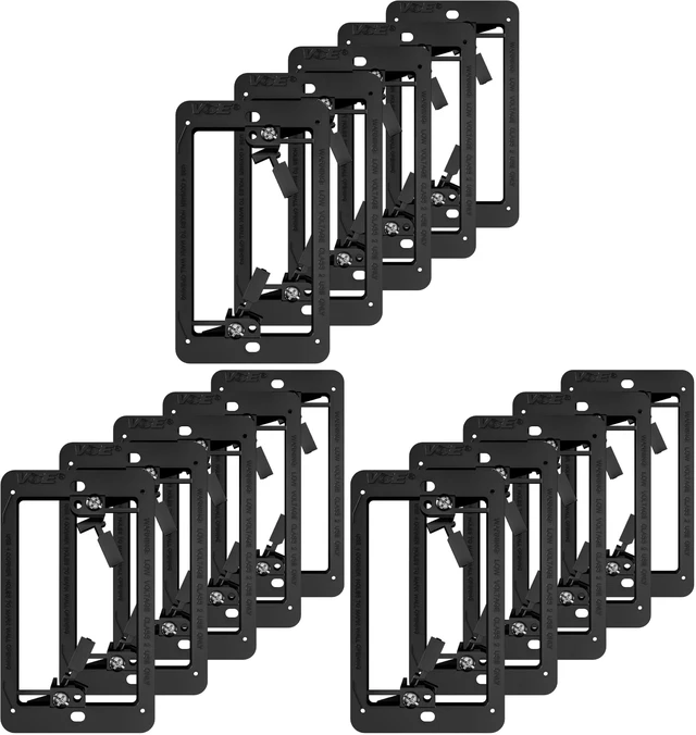 Main image of Low Voltage Mounting Bracket Single Gang Wall Plate, Flush Low Voltage Box for Network, HDMI, Coaxial, Speaker, Telephone Cables, Black, 15 Pack