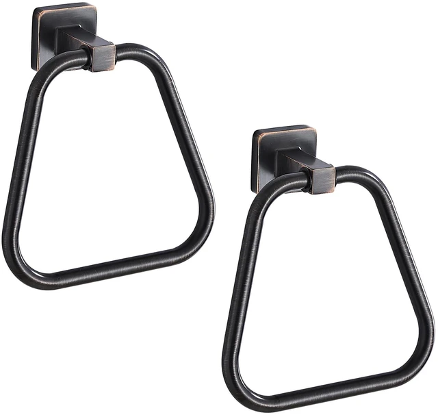 Main image of Oil Rubbed Bronze Towel Ring for Bathroom 2 Pack, Kitchen Bath Towel Holder Hangers Wall Mount Heavy Duty Stainless Steel