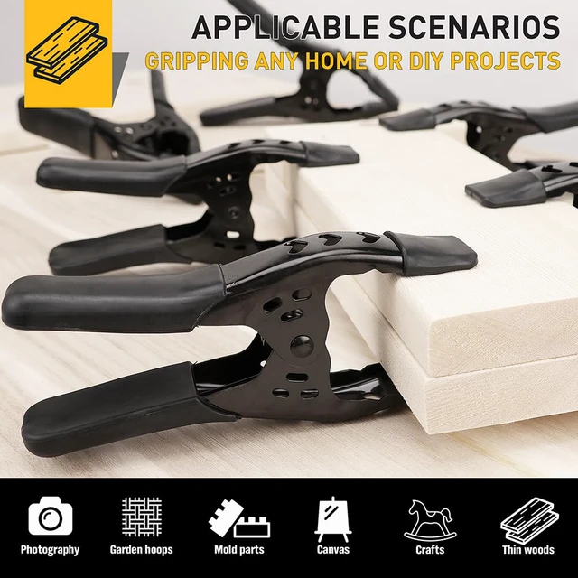 Alt view image 3 of 6 - 12-Piece 6 inch Heavy Duty Metal Spring Clamps: Spring Metal Clamps for Woodworking, 2.5"-inch Jaw Opening, Heavy Duty Clips for Pool Cover Backdrop Stand Clamp