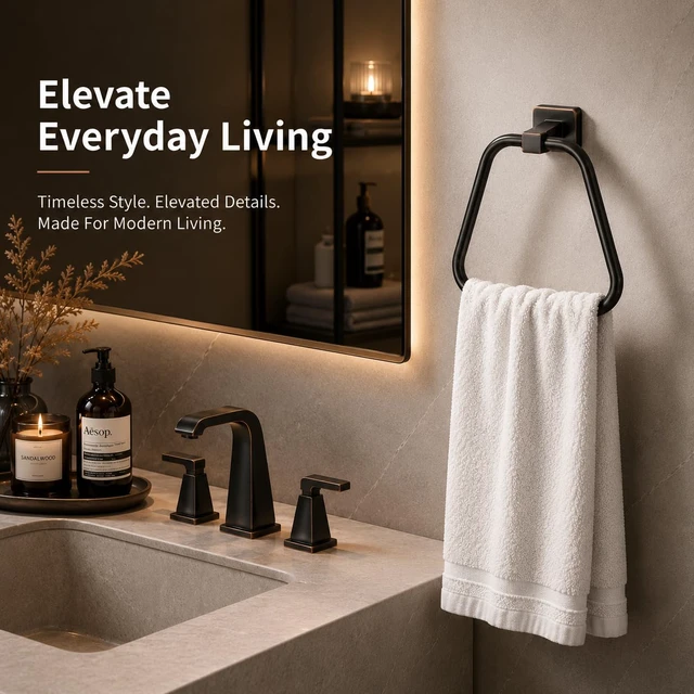 Alt view image 4 of 7 - Oil Rubbed Bronze Towel Ring for Bathroom 2 Pack, Kitchen Bath Towel Holder Hangers Wall Mount Heavy Duty Stainless Steel
