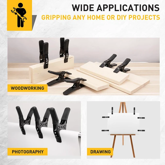 Alt view image 4 of 6 - 12-Piece 6 inch Heavy Duty Metal Spring Clamps: Spring Metal Clamps for Woodworking, 2.5"-inch Jaw Opening, Heavy Duty Clips for Pool Cover Backdrop Stand Clamp
