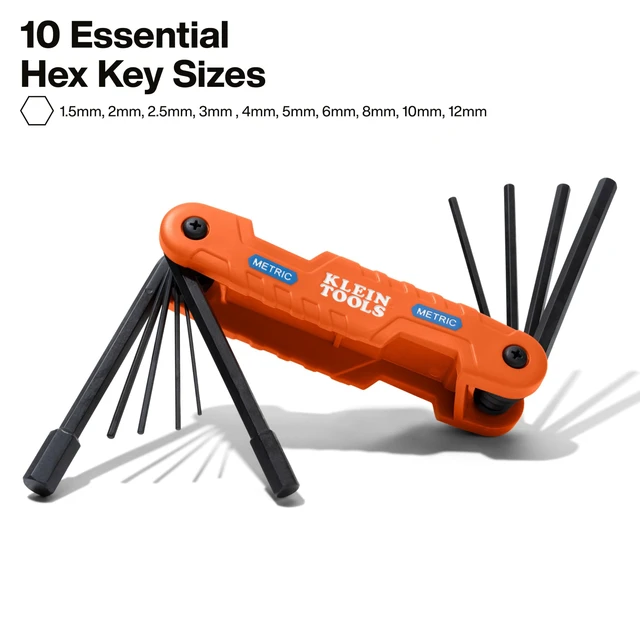 Alt view image 2 of 5 - 70550M Pro Folding Hex Key Set, 10-Key Metric Sizes 1.5mm to 12mm, Industrial Strength Heat Treated Alloy Steel