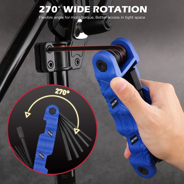 Alt view image 2 of 7 - 34-Piece Large Folding Hex Key Set, SAE Hex (3/32"-1/2"), Metric Hex (1.5-12mm) & Torx (T9T55), 3-in-1 Heavy Duty Allen Key Set for Archery, Bike Repair, Furniture & Home Maintenance
