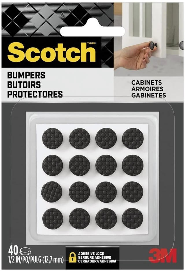 Main image of Black Adhesive Bumper Pads 40 PCS, Self-Stick Rubber Pads 3/8" Round, Cabinet Door Rubber Bumpers, Designed to Protect Cabinets and Drawers, Sound Dampening, Black (BP958-40NA)