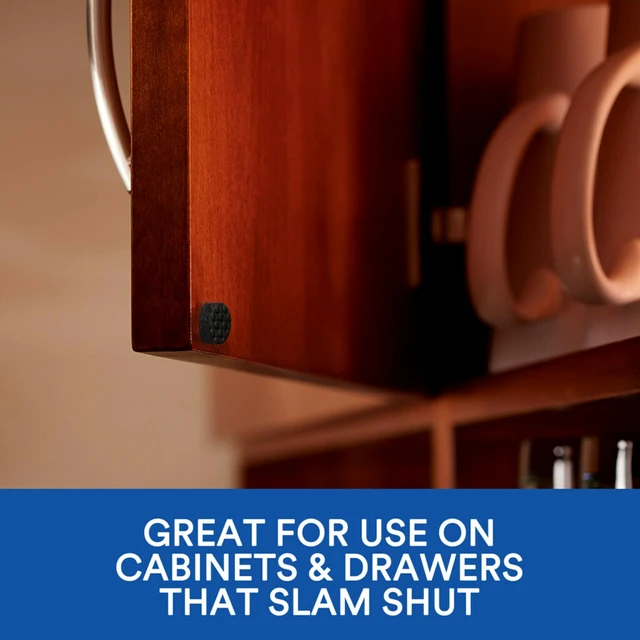 Alt view image 3 of 7 - Black Adhesive Bumper Pads 40 PCS, Self-Stick Rubber Pads 3/8" Round, Cabinet Door Rubber Bumpers, Designed to Protect Cabinets and Drawers, Sound Dampening, Black (BP958-40NA)